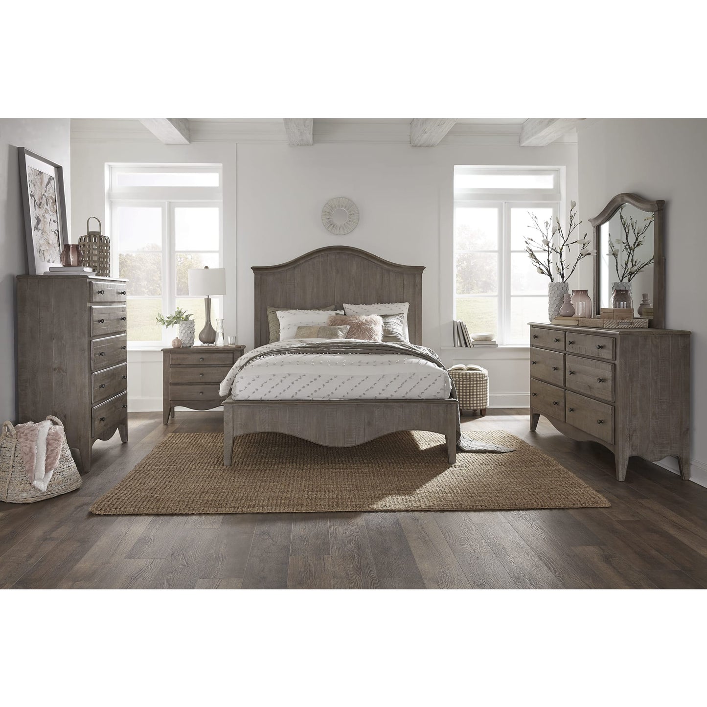 Ella Solid Wood Crown Bed in Camel