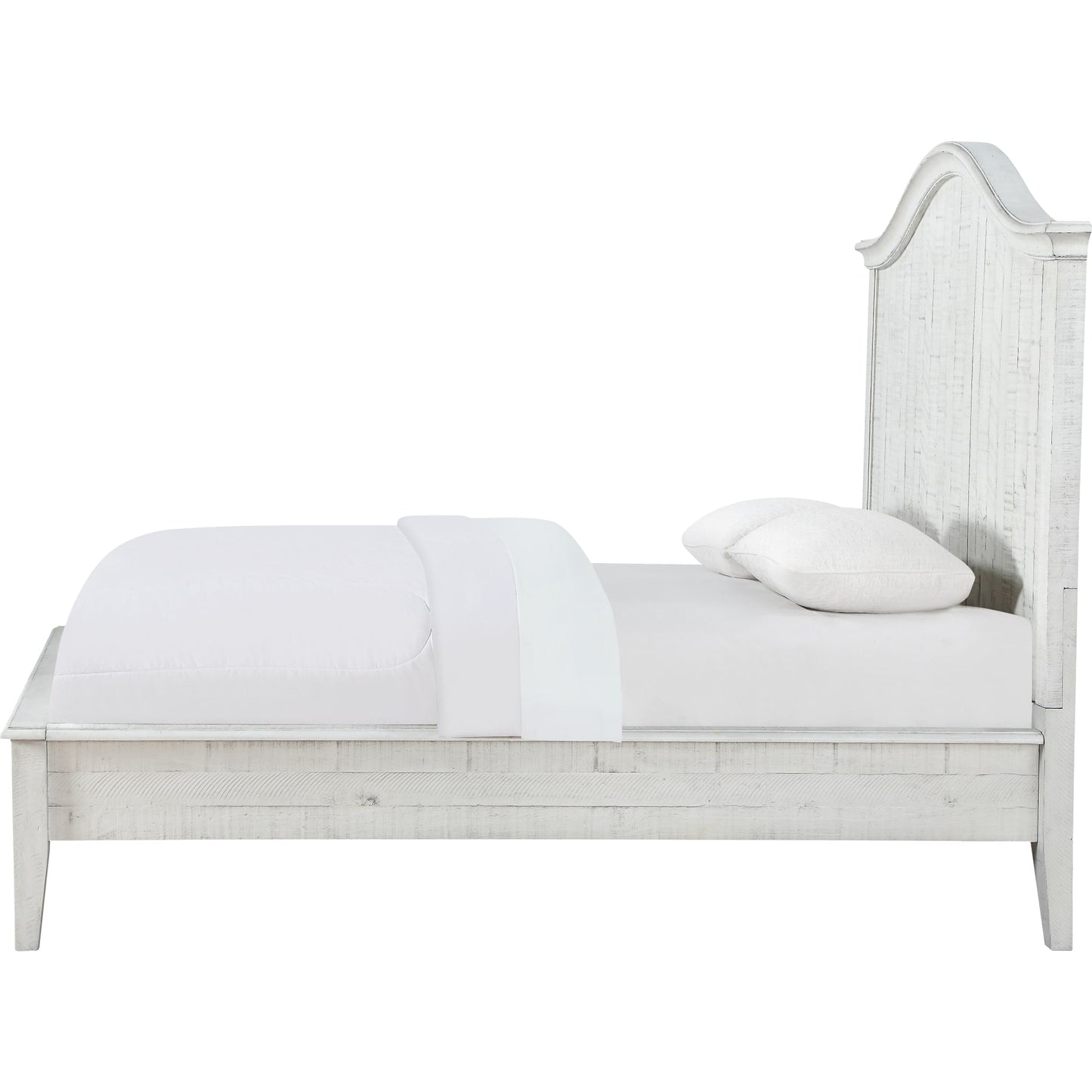 Ella Solid Wood Crown Bed in White Wash