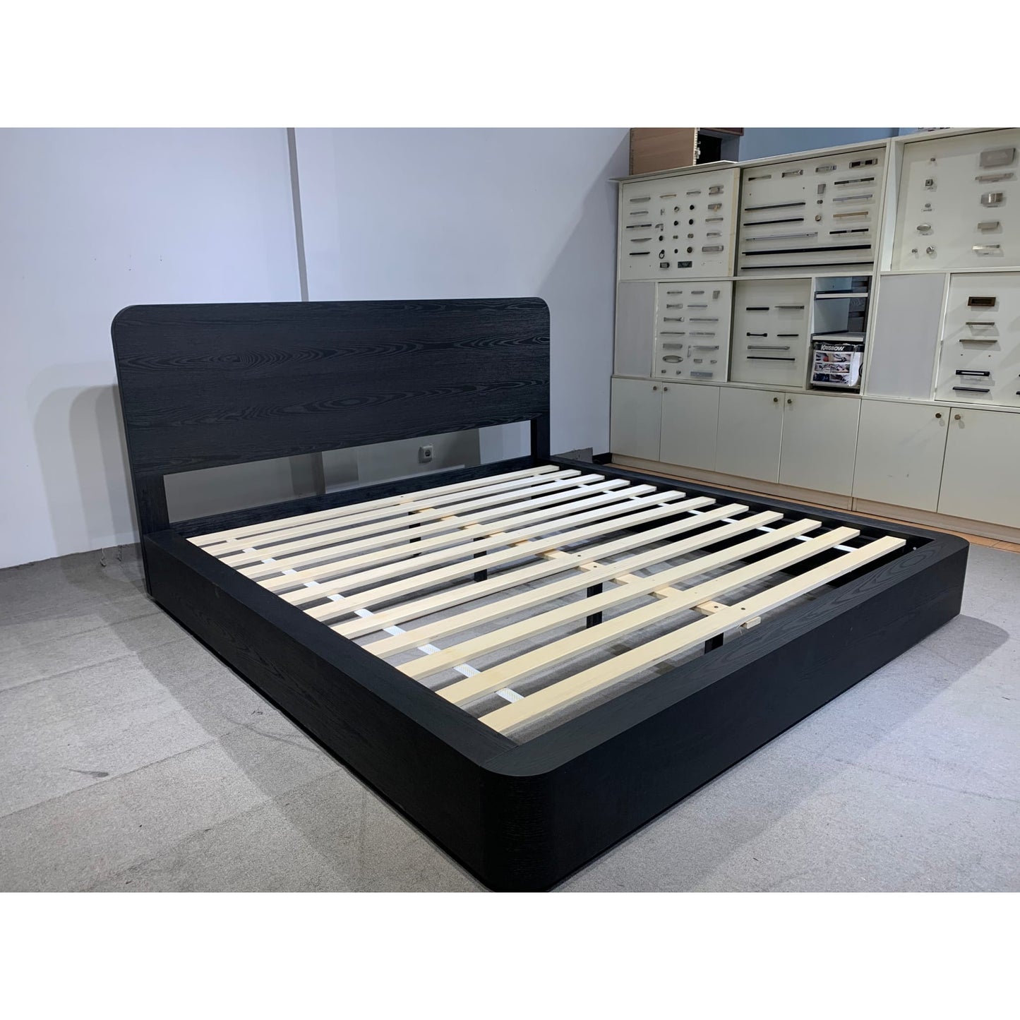 Elora Ash Wood Platform Bed in Jet