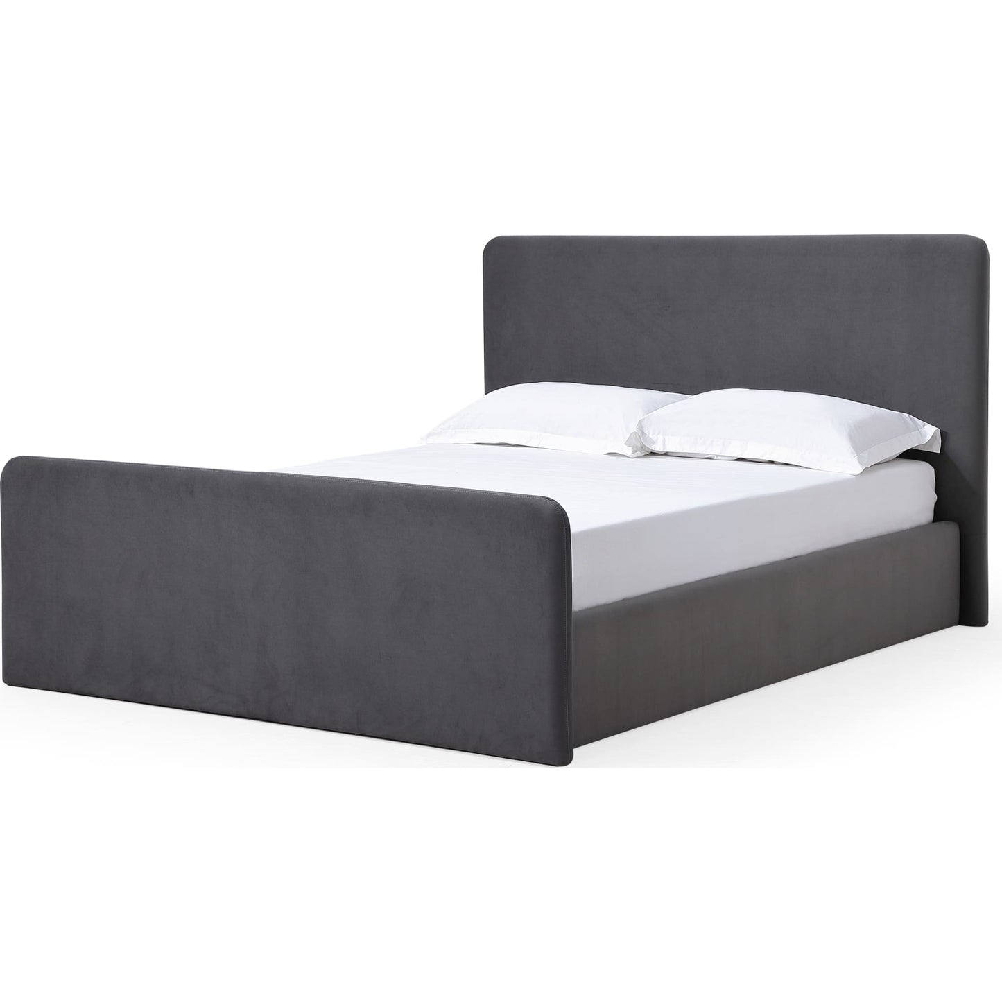 Elora Fully Upholstered Platform Bed in Charcoal Velvet