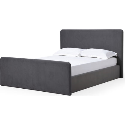 Elora Fully Upholstered Platform Bed in Charcoal Velvet