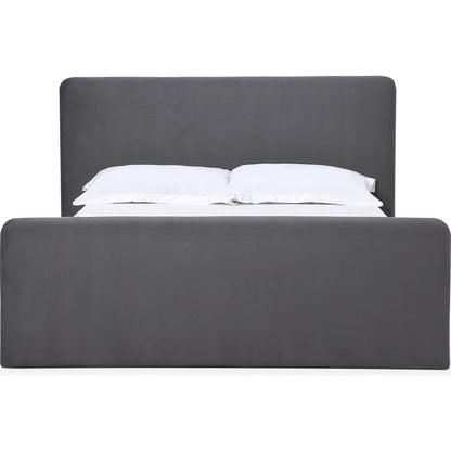 Elora Fully Upholstered Platform Bed in Charcoal Velvet