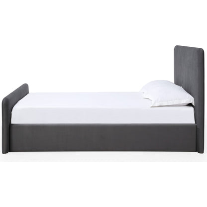 Elora Fully Upholstered Platform Bed in Charcoal Velvet
