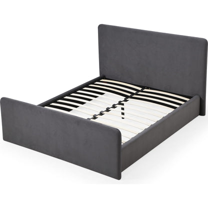 Elora Fully Upholstered Platform Bed in Charcoal Velvet