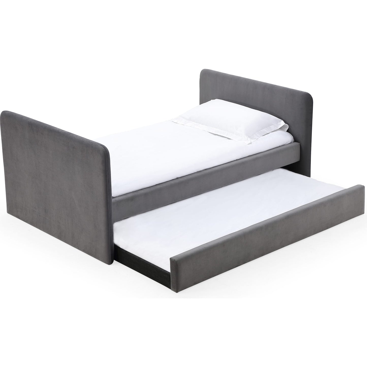 Elora Upholstered Daybed with Trundle in Charcoal Velvet