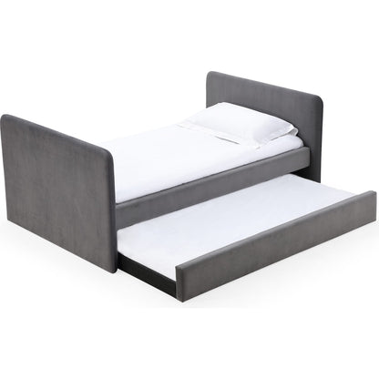 Elora Upholstered Daybed with Trundle in Charcoal Velvet