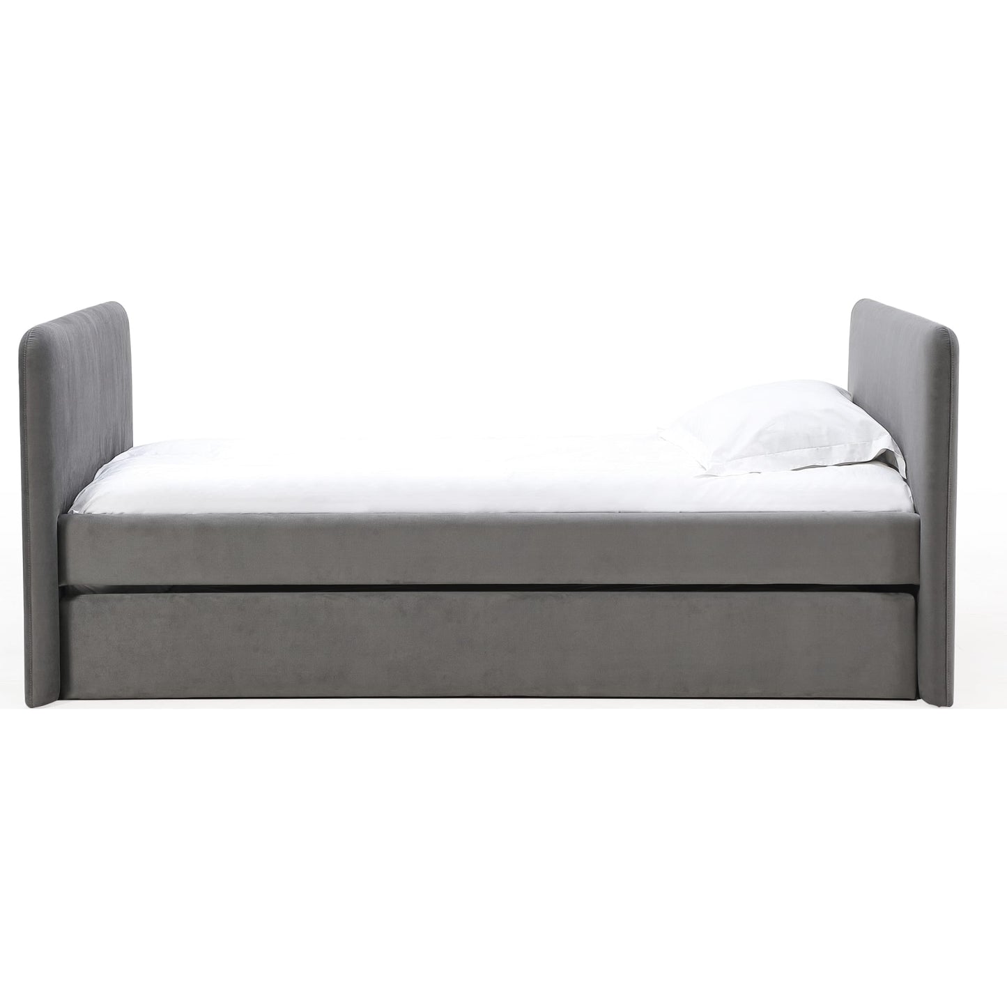 Elora Upholstered Daybed with Trundle in Charcoal Velvet