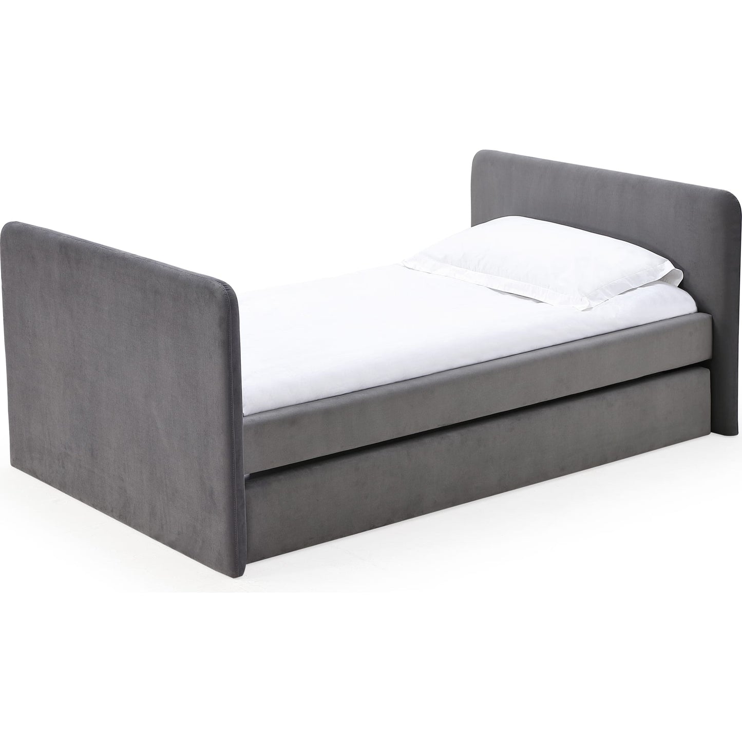 Elora Upholstered Daybed with Trundle in Charcoal Velvet
