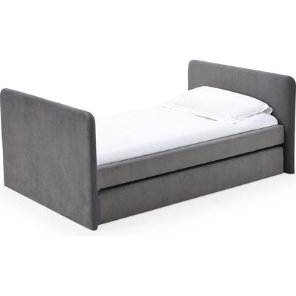 Elora Upholstered Daybed with Trundle in Charcoal Velvet