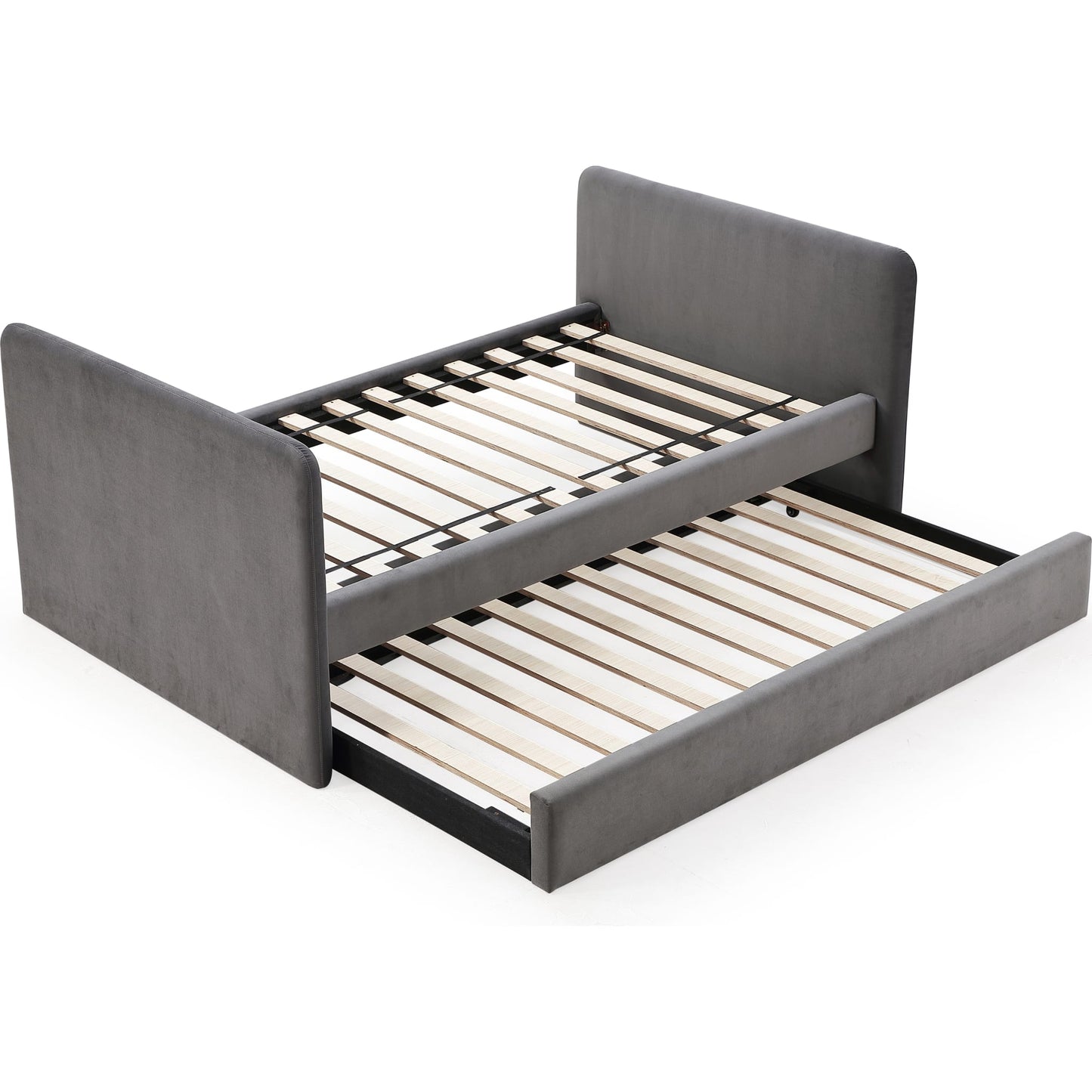 Elora Upholstered Daybed with Trundle in Charcoal Velvet