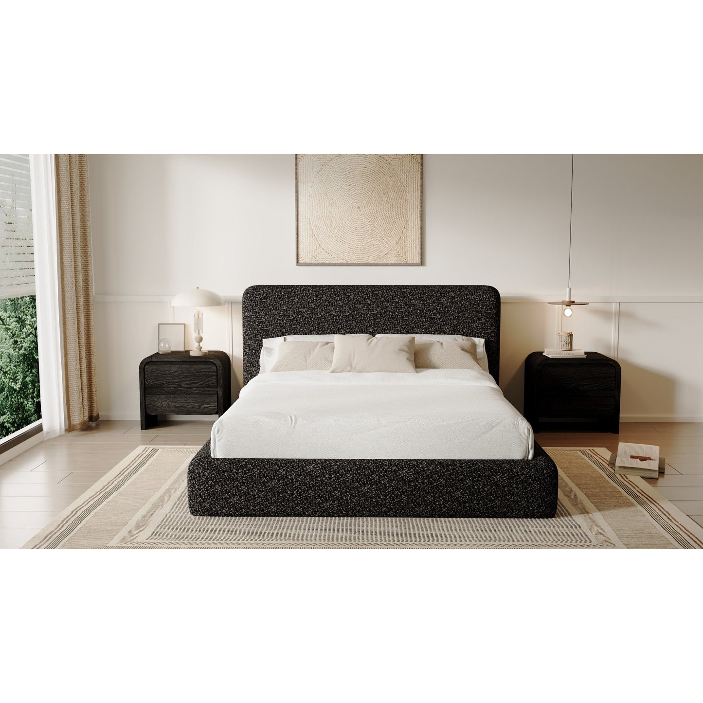 Elora Upholstered Platform Bed in Moonlight Chenille
