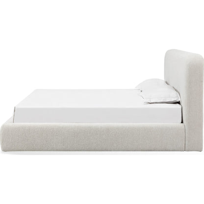 Elora Upholstered Platform Bed in Whitewashed Chenille
