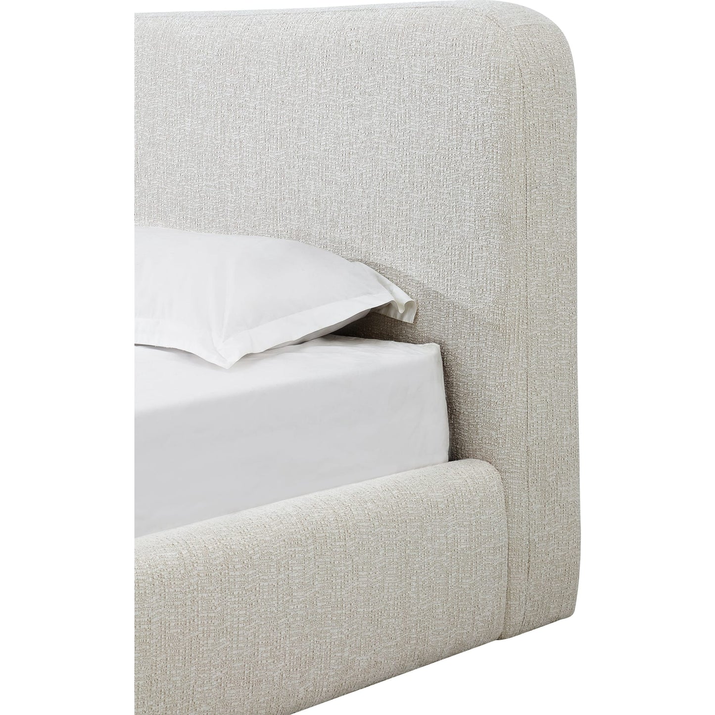 Elora Upholstered Platform Bed in Whitewashed Chenille