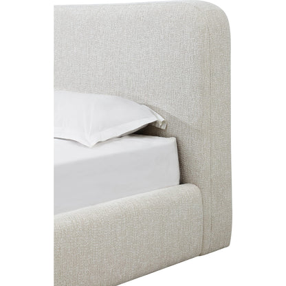 Elora Upholstered Platform Bed in Whitewashed Chenille