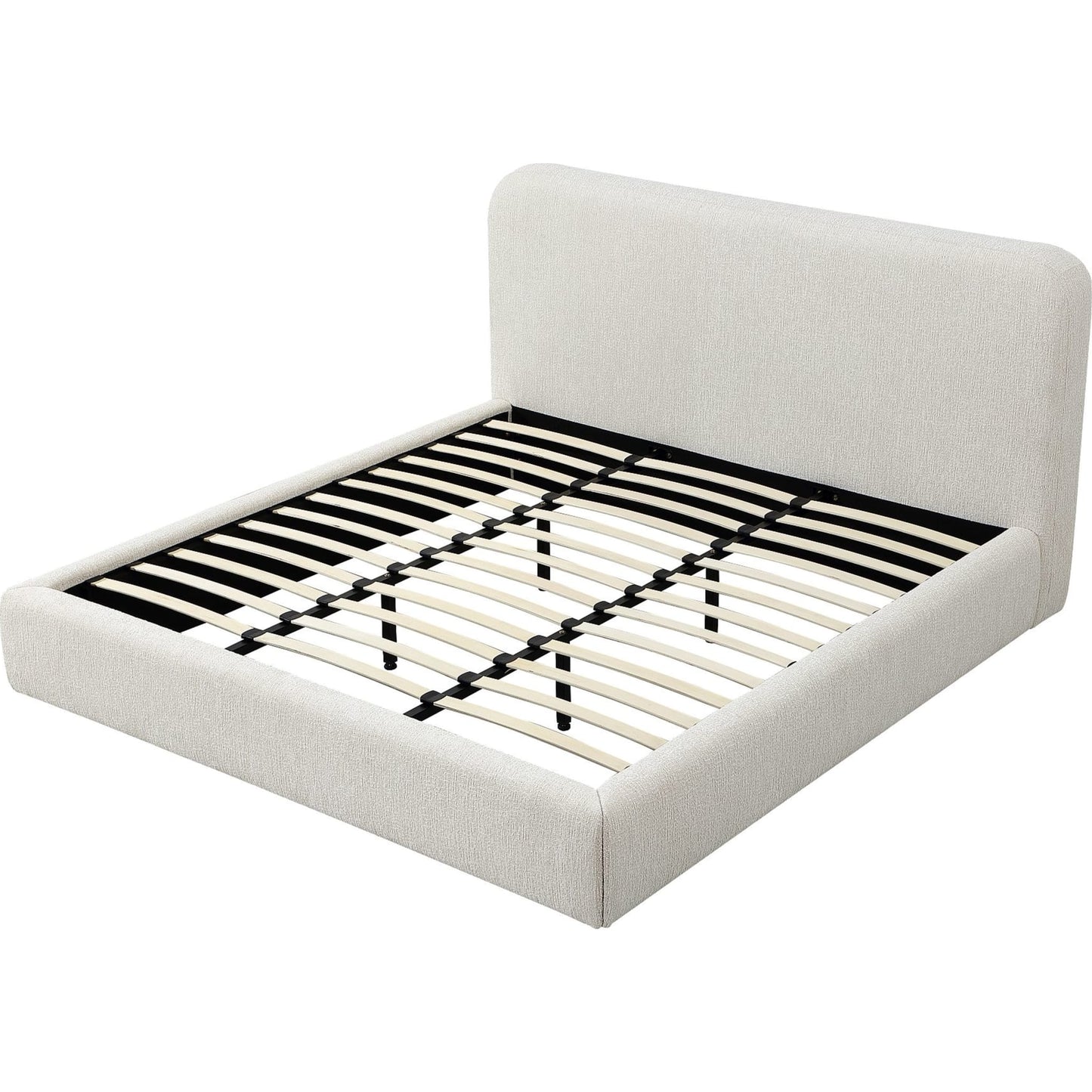 Elora Upholstered Platform Bed in Whitewashed Chenille