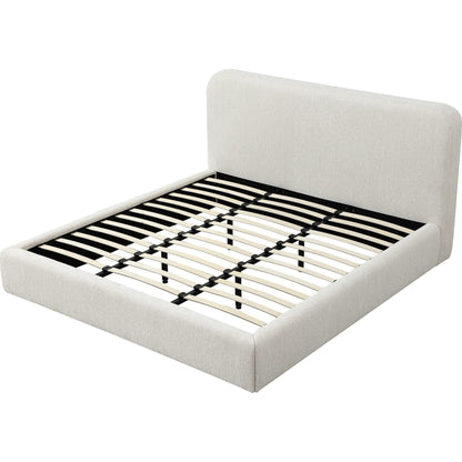 Elora Upholstered Platform Bed in Whitewashed Chenille