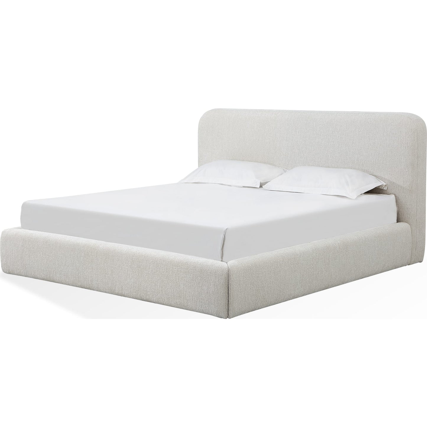 Elora Upholstered Platform Bed in Whitewashed Chenille