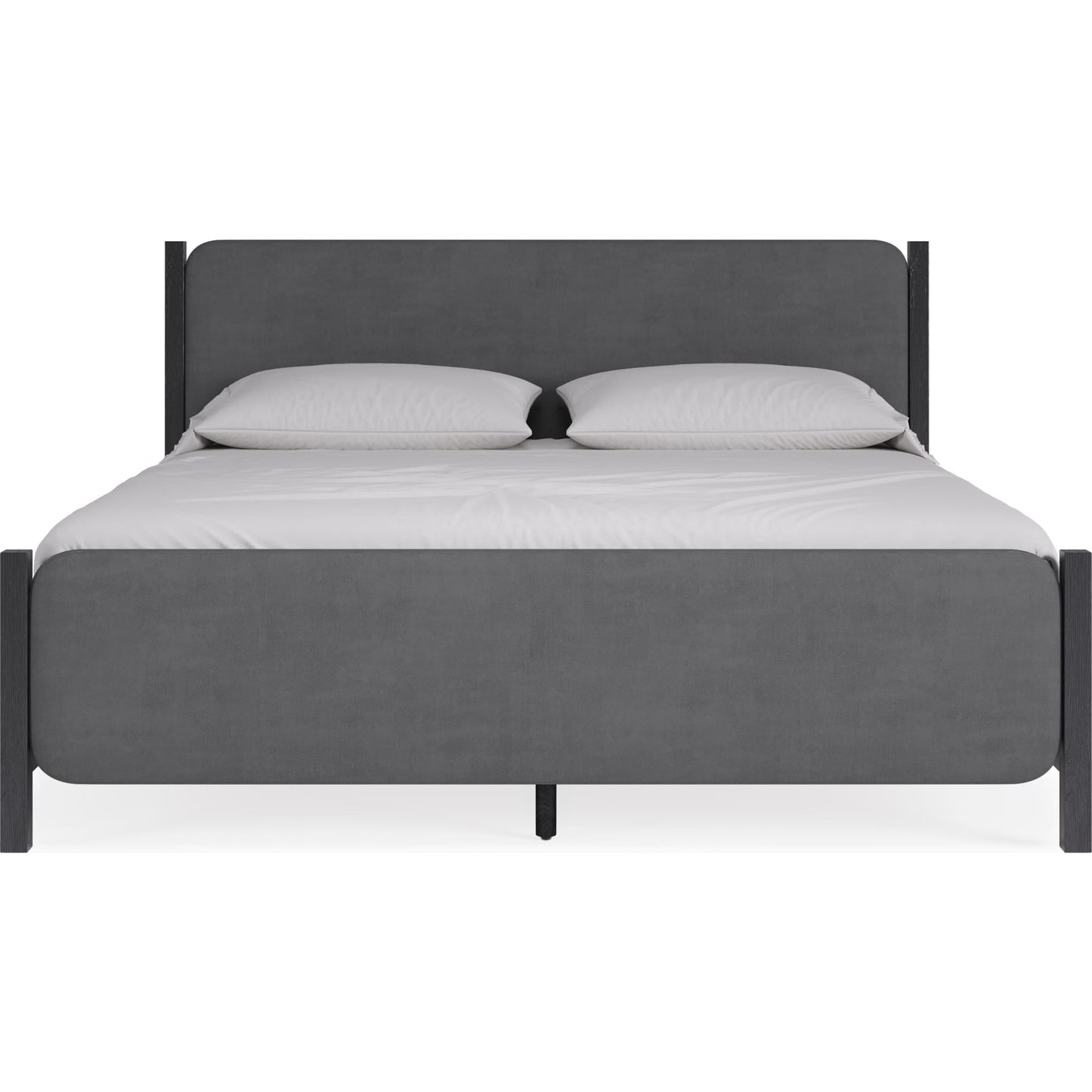 Elora Wood and Velvet Upholstered Bed in Jet and Charcoal