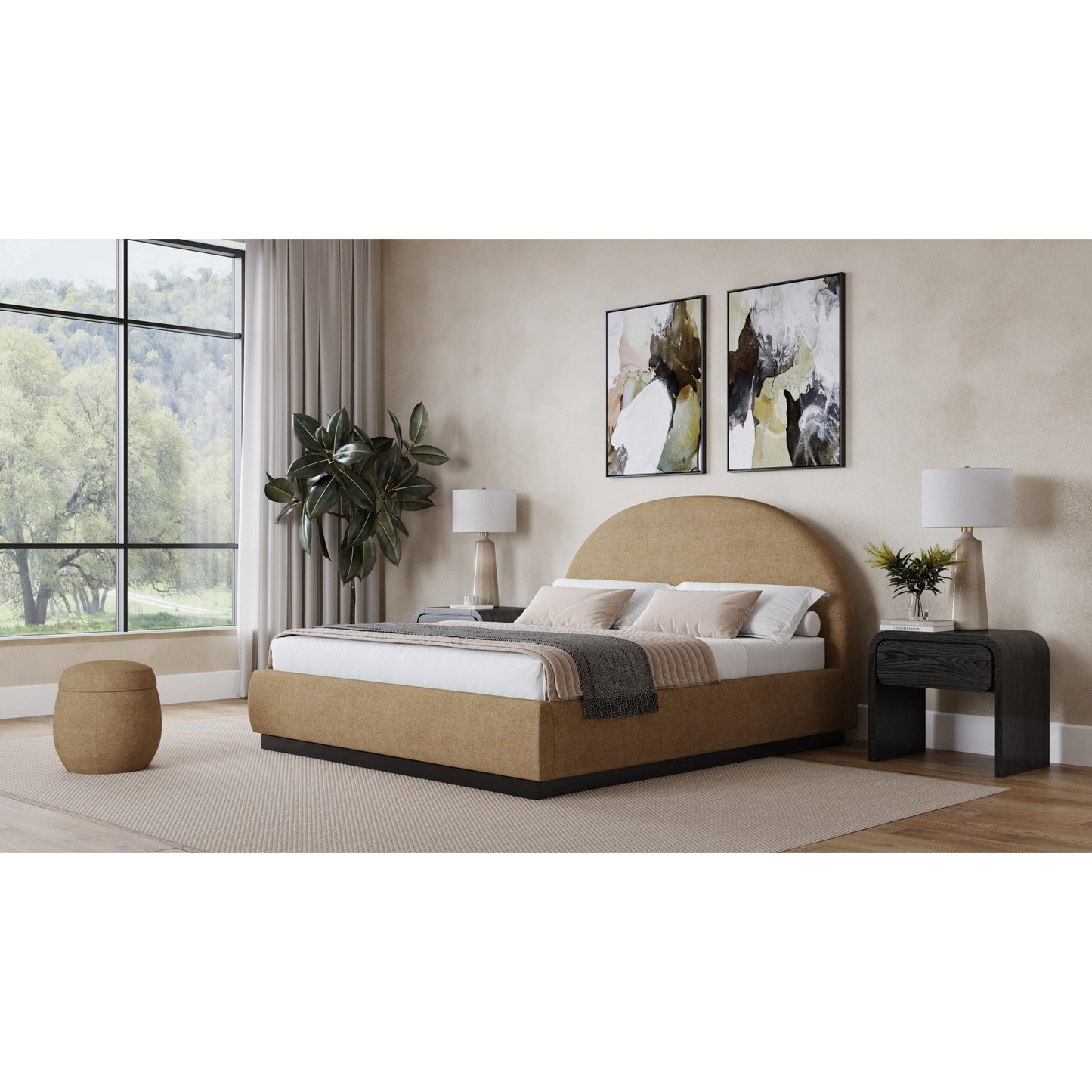Flex Upholstered Bed in Porcini Chenille