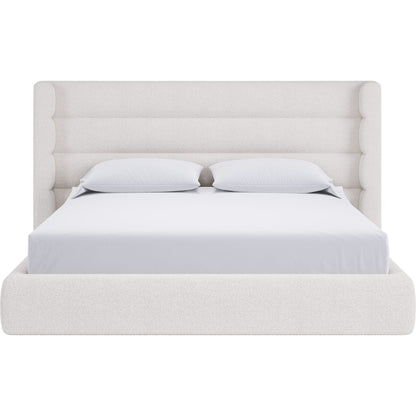Frank Upholstered Wingback Platform Bed in Cottage Cheese Boucle