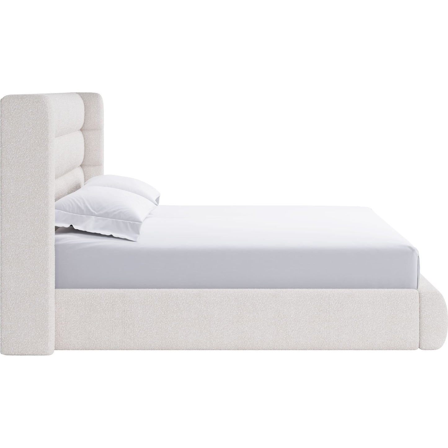 Frank Upholstered Wingback Platform Bed in Cottage Cheese Boucle