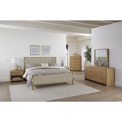 Furano Upholstered Panel Bed in Ginger and Brun Boucle