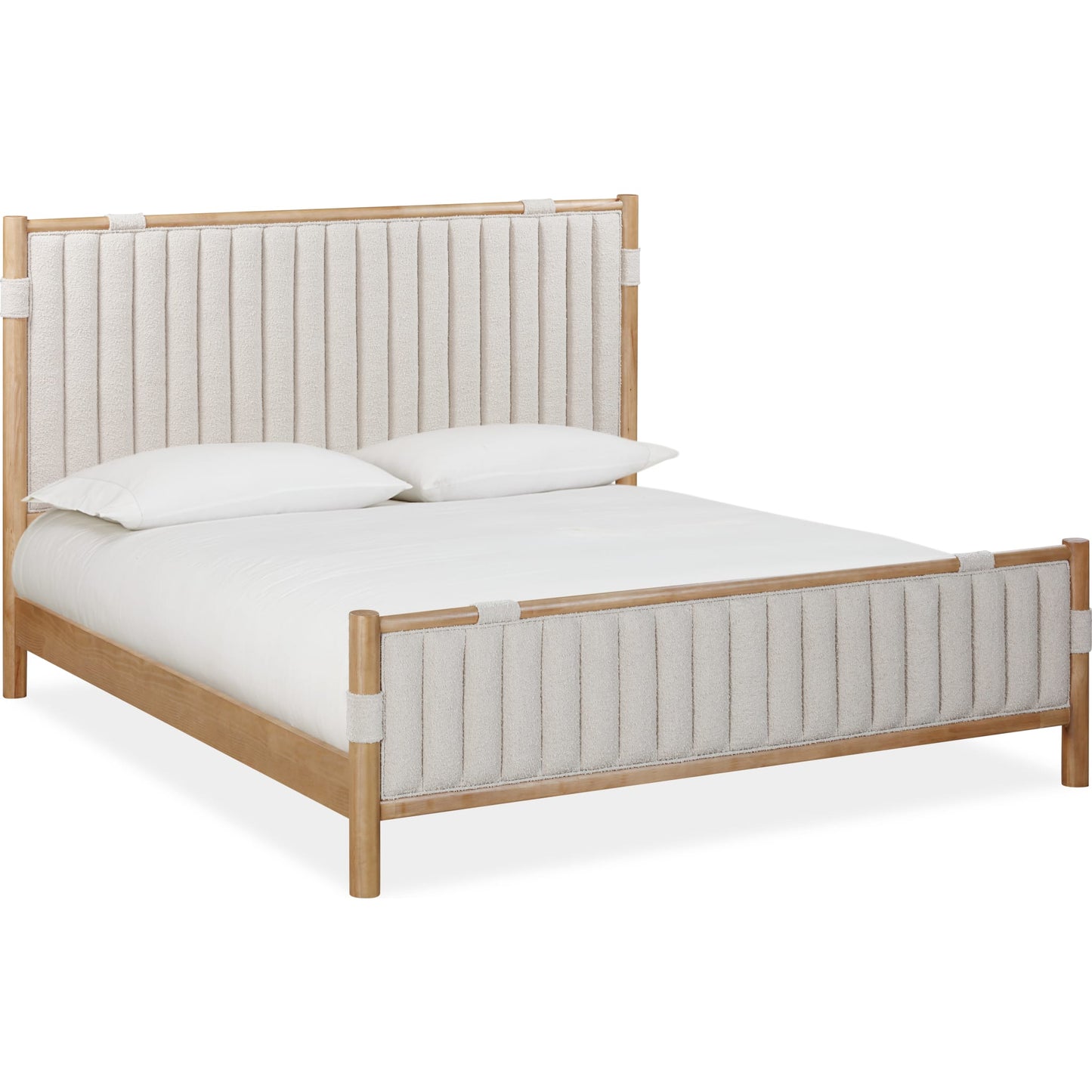 Furano Upholstered Panel Bed in Ginger and Brun Boucle