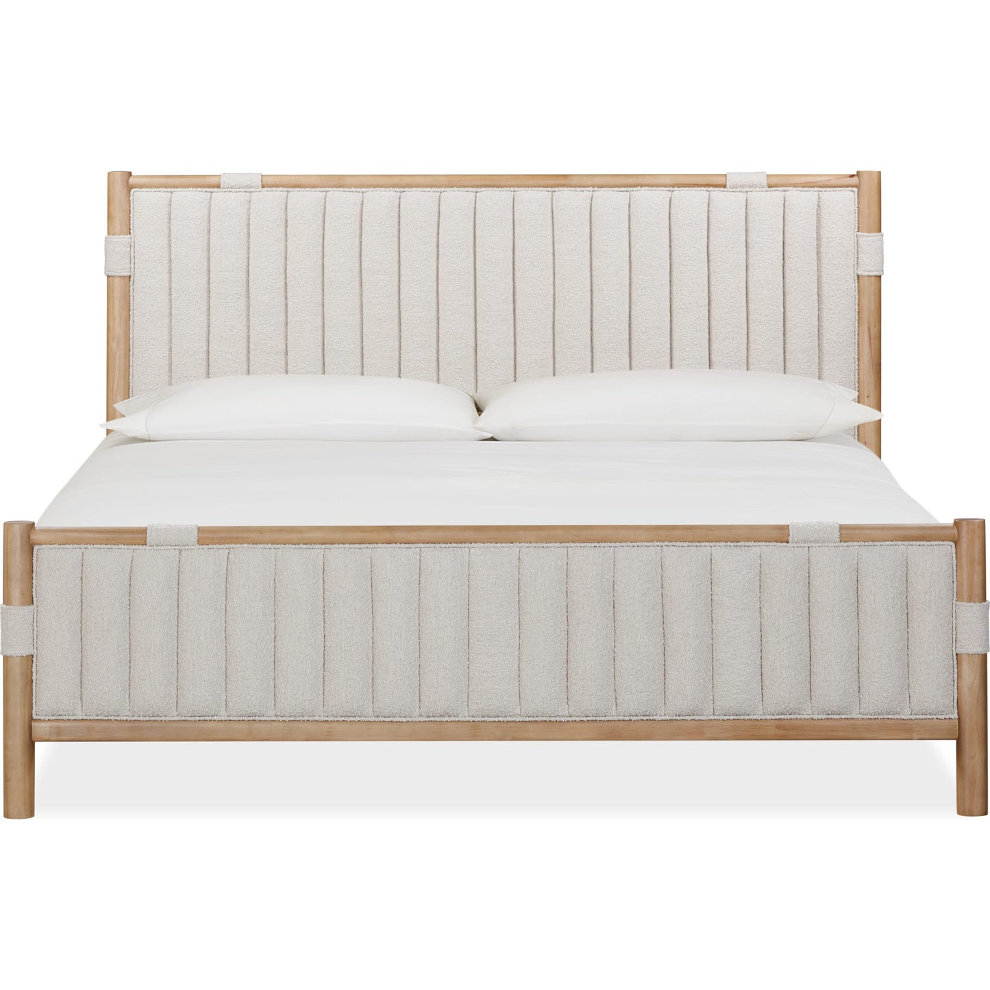 Furano Upholstered Panel Bed in Ginger and Brun Boucle
