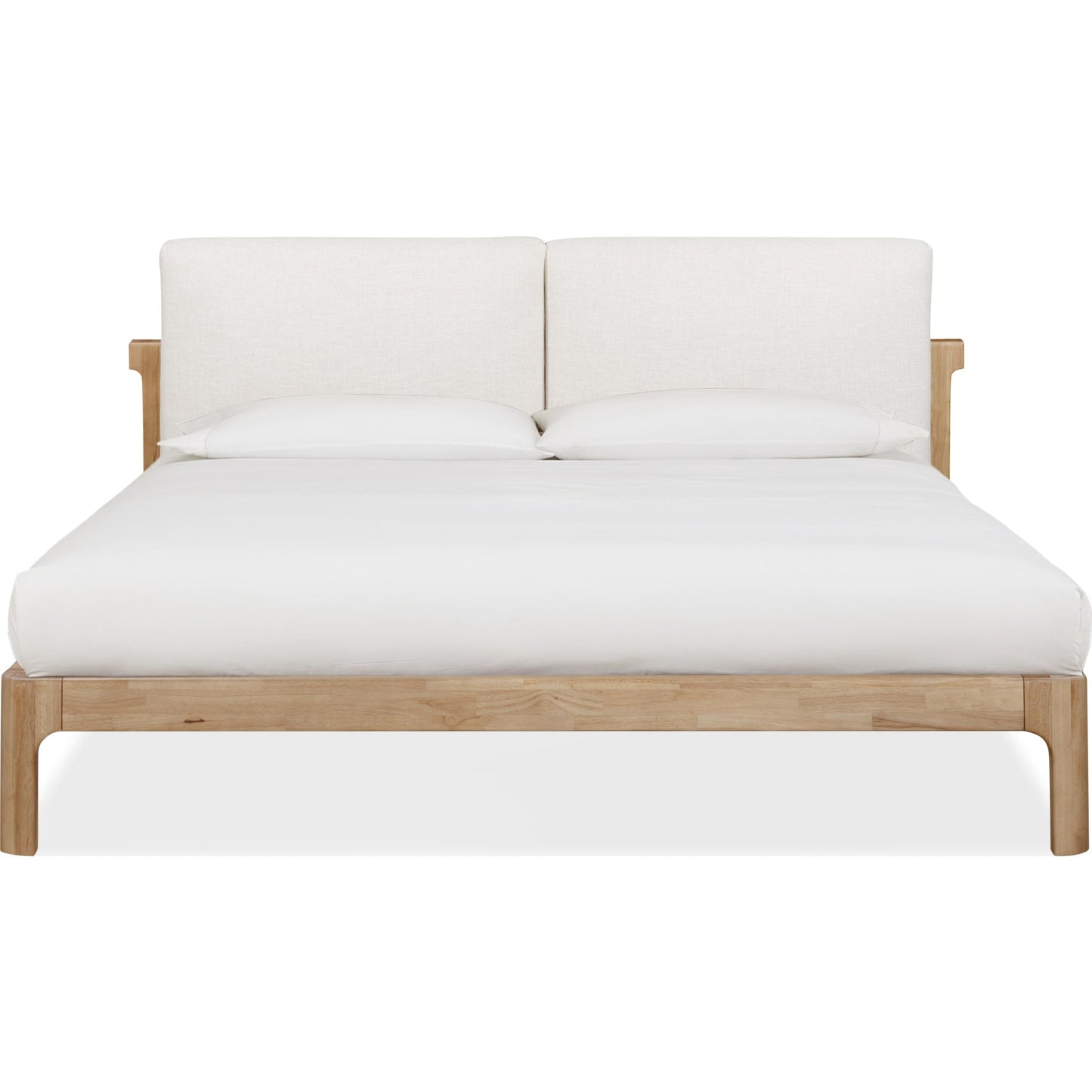 Furano Upholstered Two Cushion Platform Bed in Ginger and Natural Linen