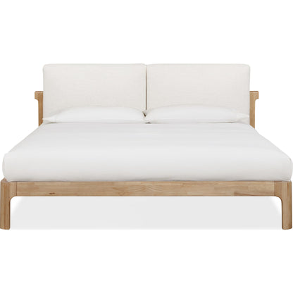 Furano Upholstered Two Cushion Platform Bed in Ginger and Natural Linen