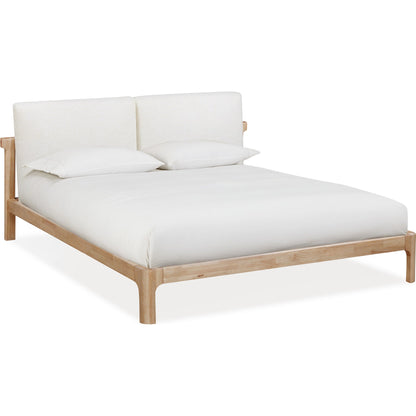 Furano Upholstered Two Cushion Platform Bed in Ginger and Natural Linen