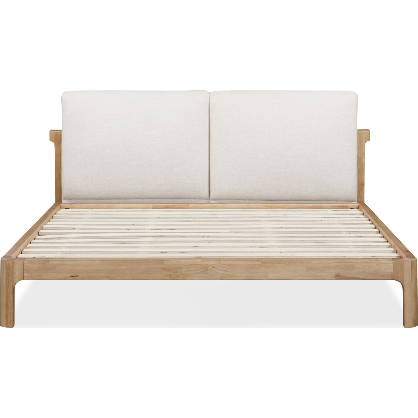 Furano Upholstered Two Cushion Platform Bed in Ginger and Natural Linen