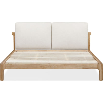 Furano Upholstered Two Cushion Platform Bed in Ginger and Natural Linen