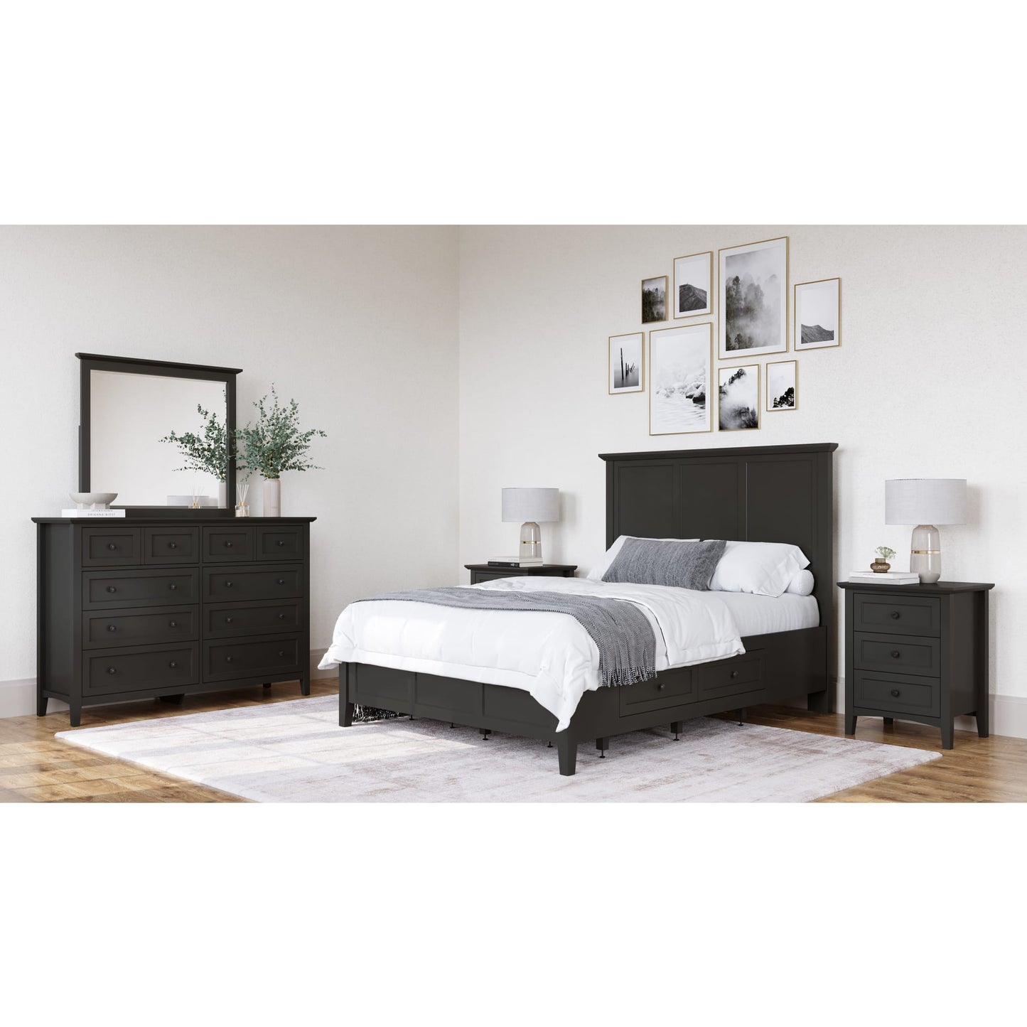 Grace Four Drawer Platform Storage Bed in Raven Black