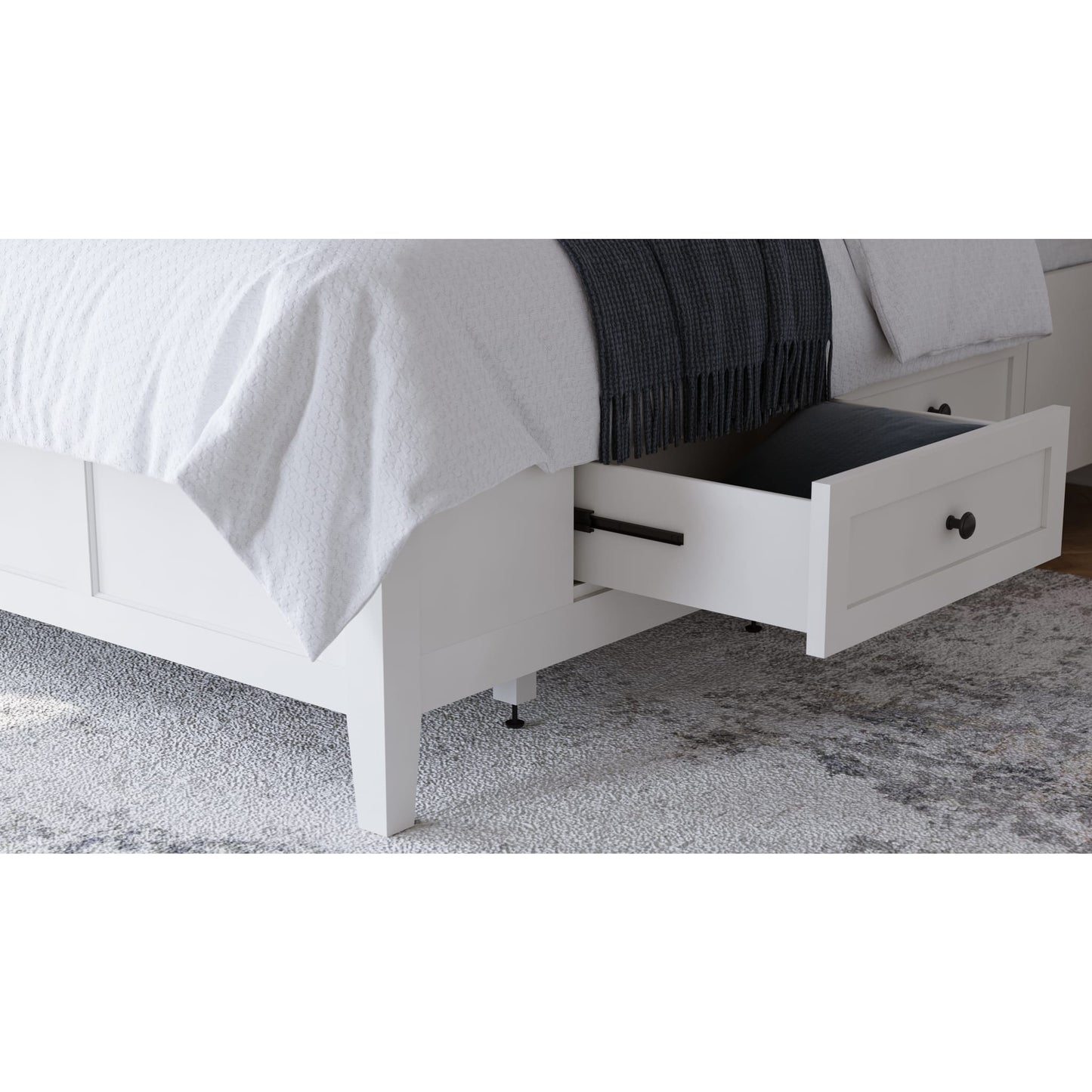 Grace Four Drawer Platform Storage Bed in Snowfall White