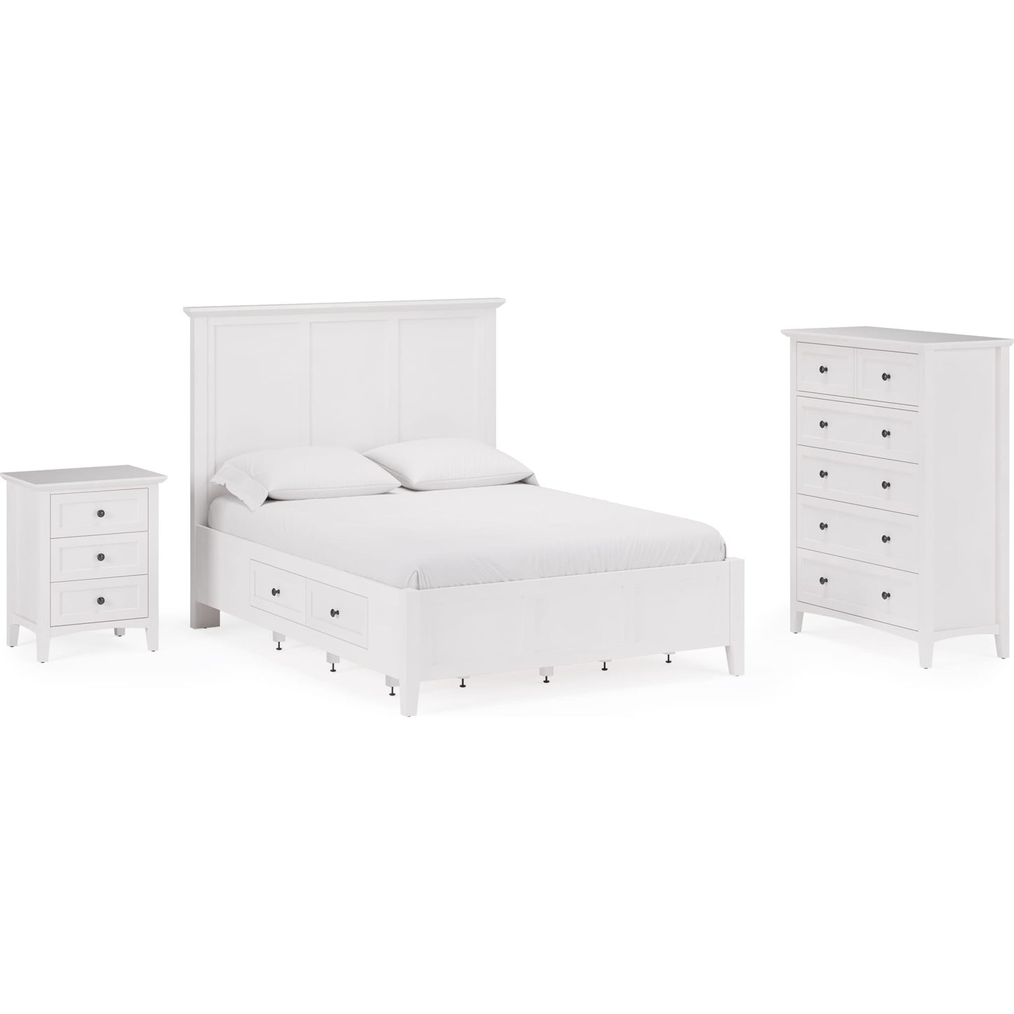 Grace Four Drawer Platform Storage Bed in Snowfall White