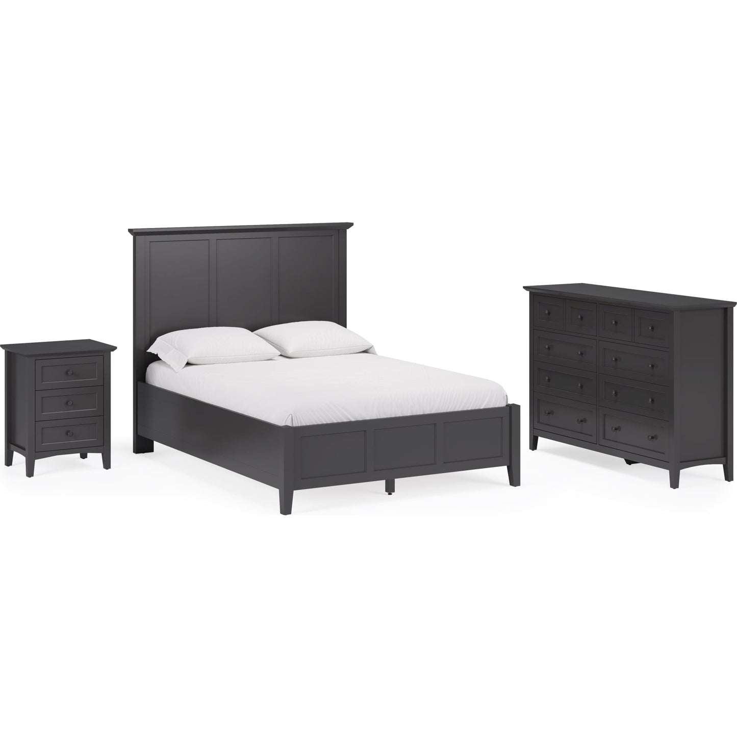 Grace Three Panel Bed in Raven Black
