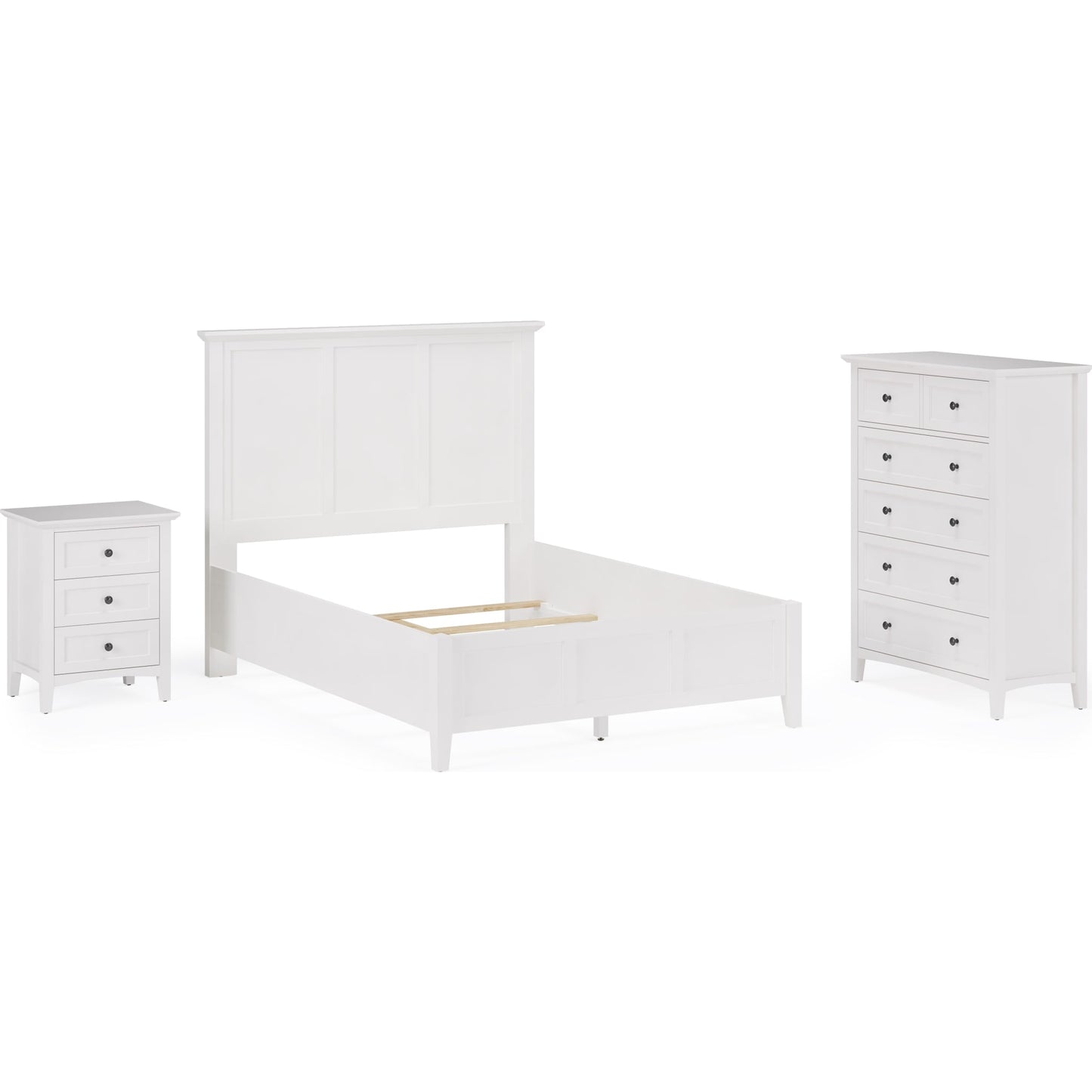 Grace Three Panel Bed in Snowfall White