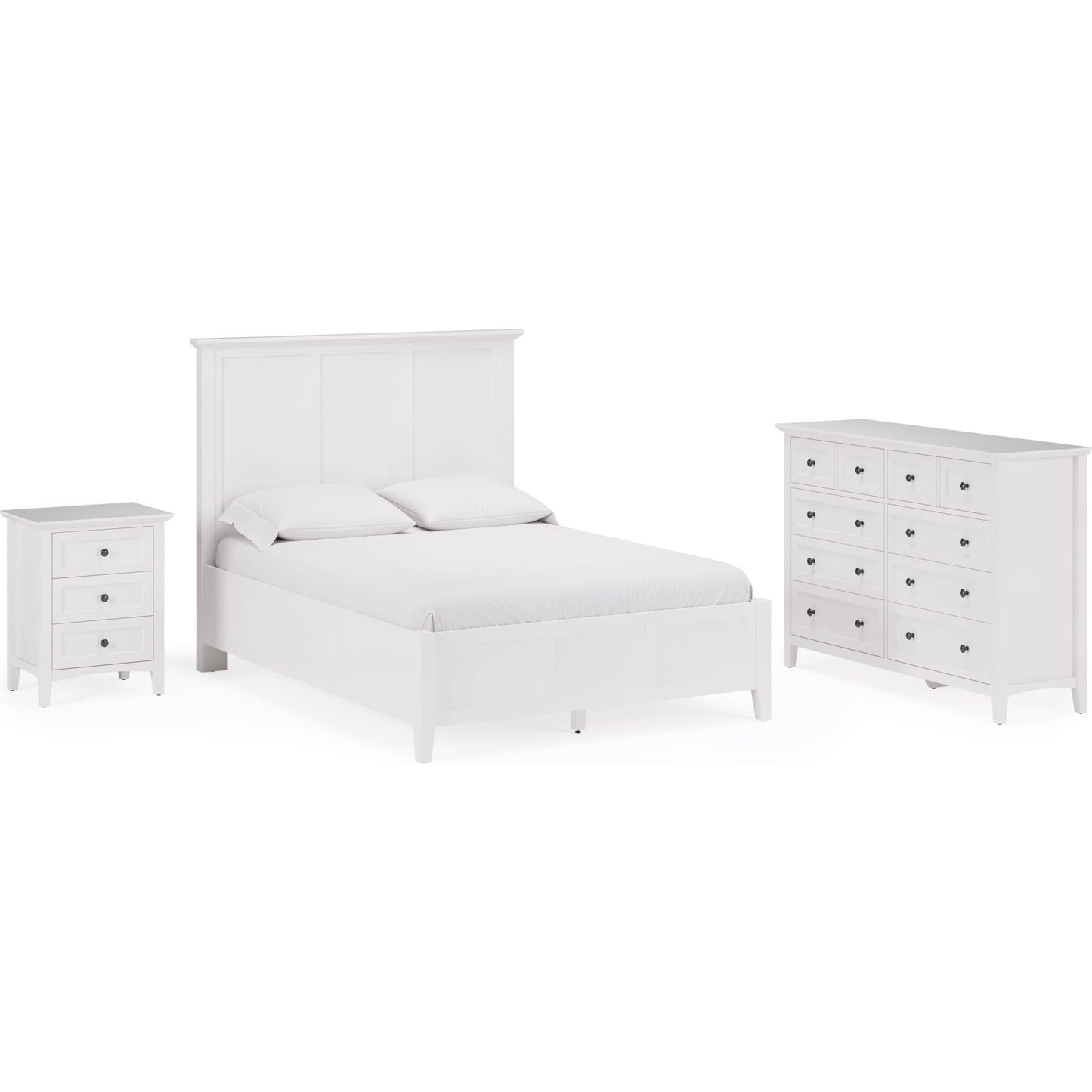 Grace Three Panel Bed in Snowfall White