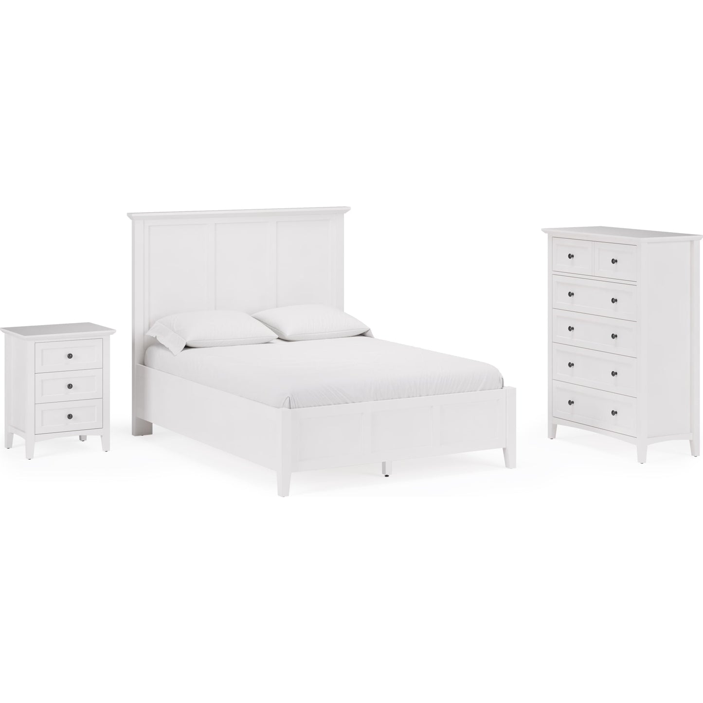 Grace Three Panel Bed in Snowfall White