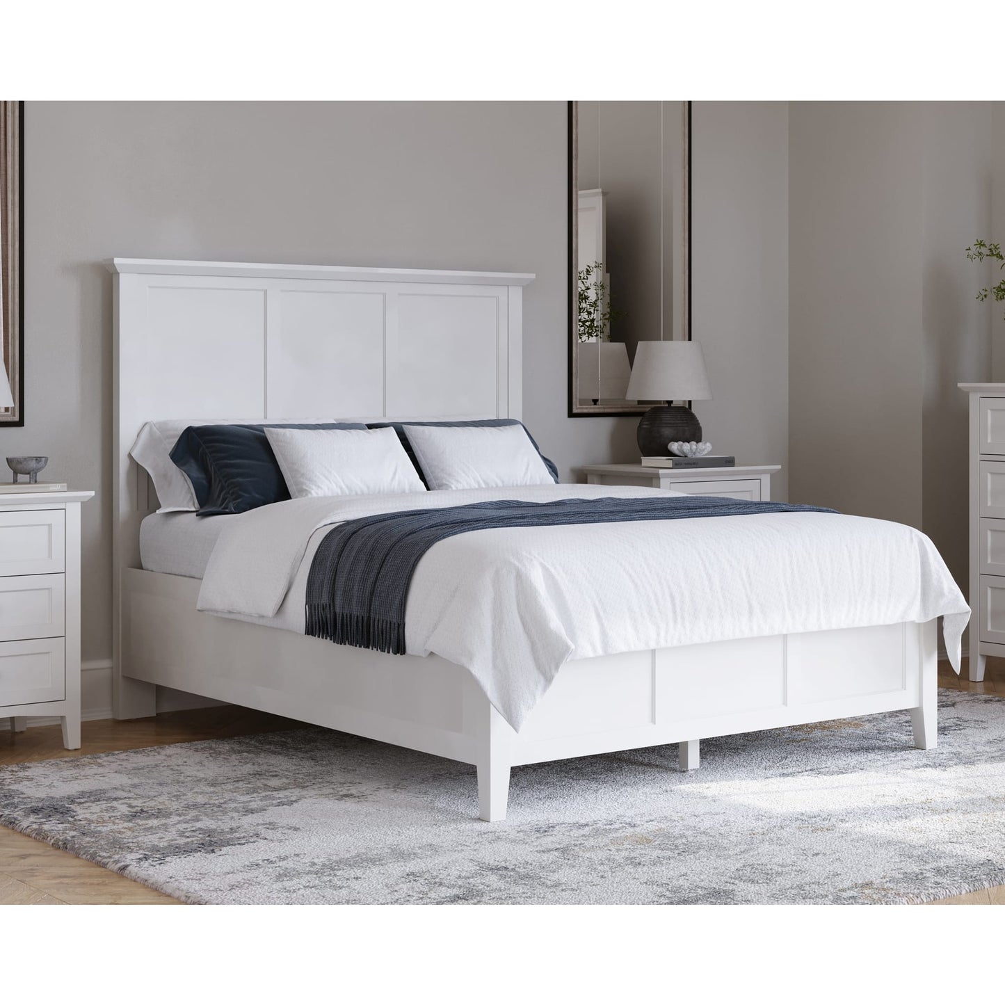 Grace Three Panel Bed in Snowfall White