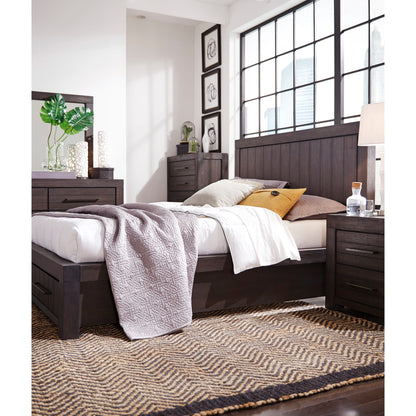 Heath Two Drawer Wood Storage Bed in Basalt Grey