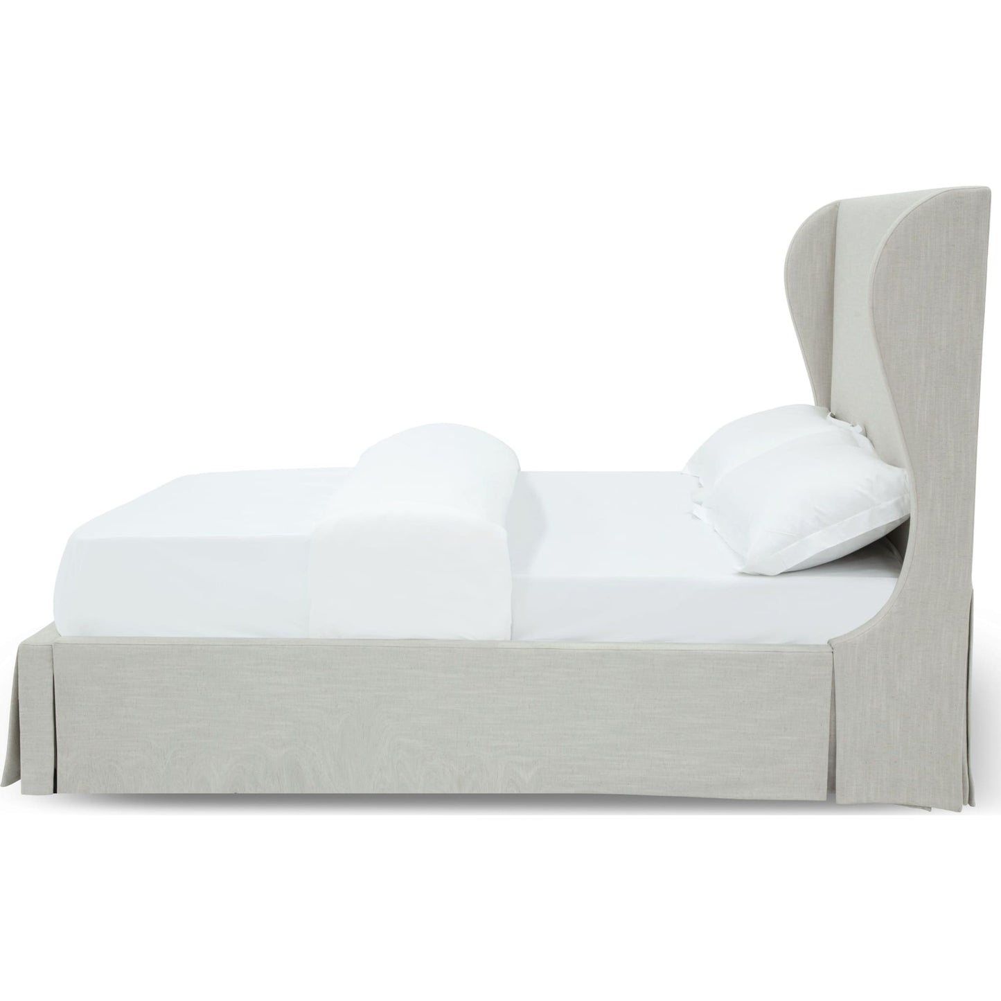 Hera Skirted Footboard Storage Panel Bed in Oatmeal