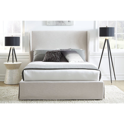 Hera Upholstered Skirted Panel Bed in Oatmeal
