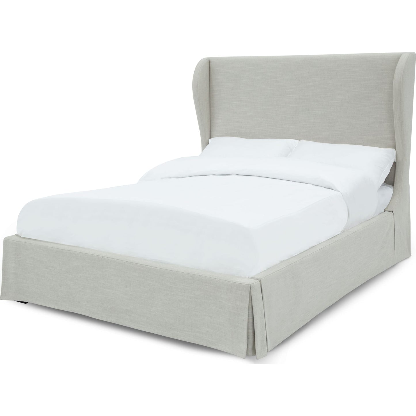 Hera Upholstered Skirted Panel Bed in Oatmeal
