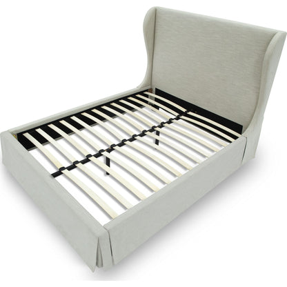 Hera Upholstered Skirted Panel Bed in Oatmeal
