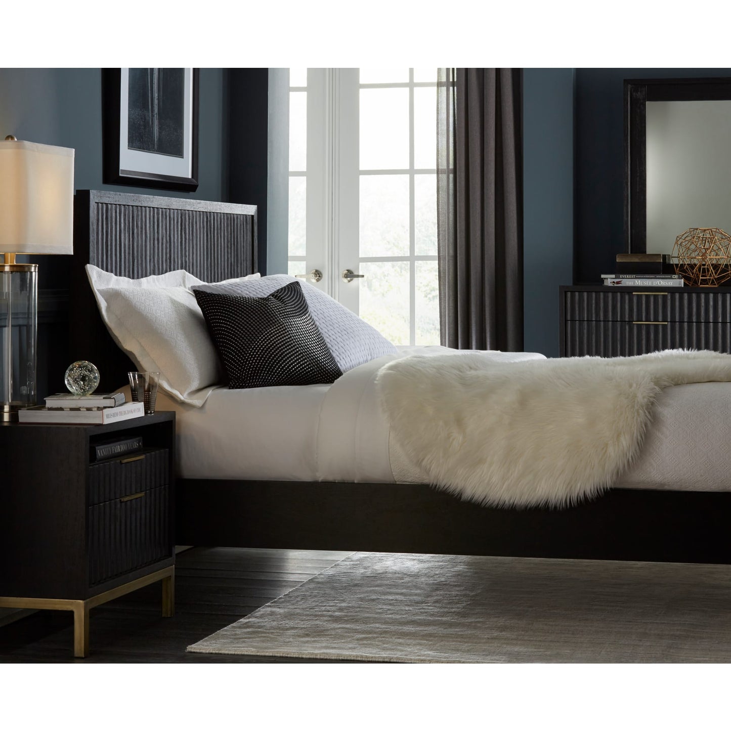 Kentfield Solid Wood Platform Bed in Black Drifted Oak