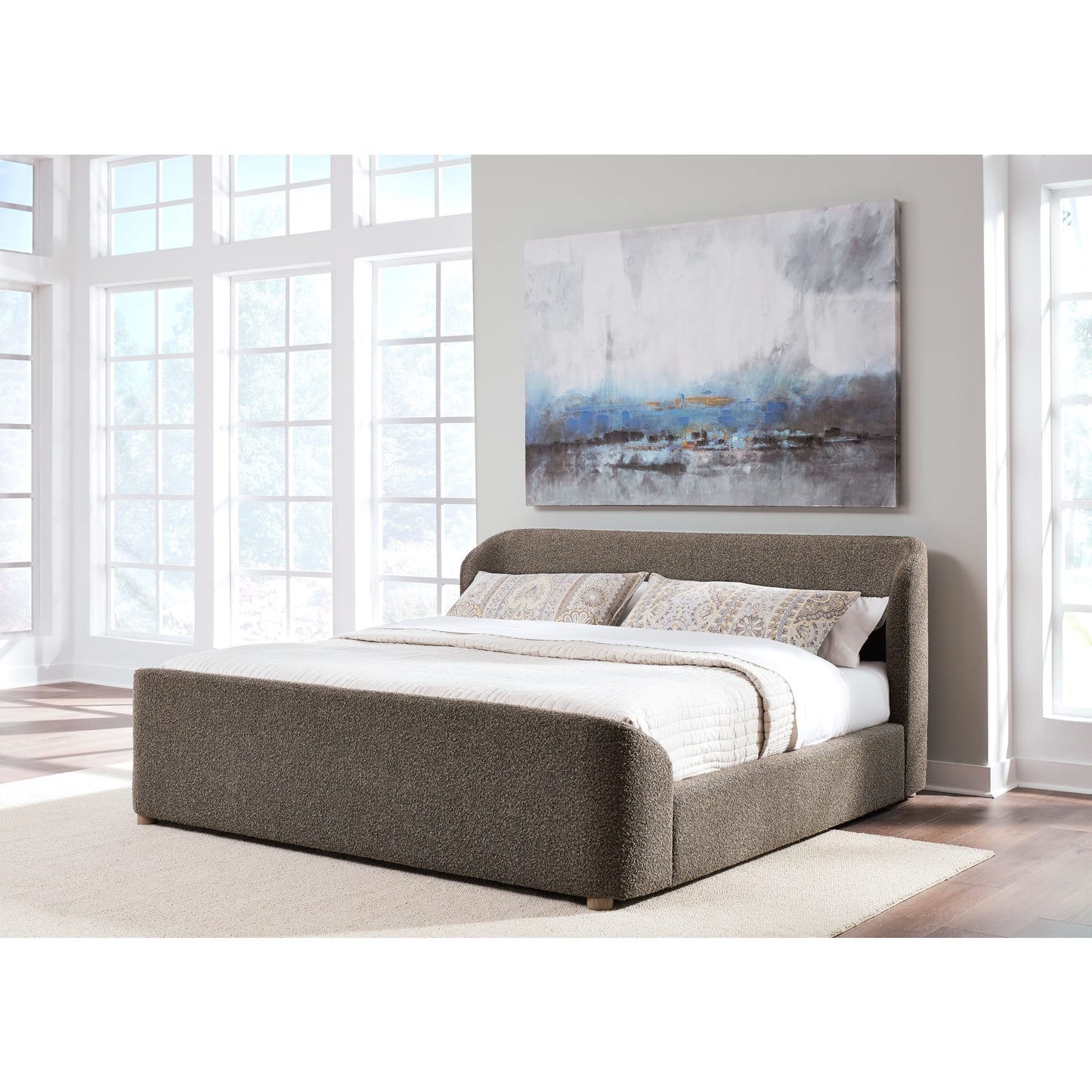 Kiki Upholstered Platform Bed in Pumpernickel Boucle (2026)