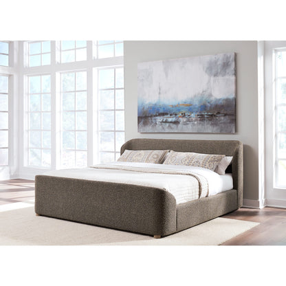 Kiki Upholstered Platform Bed in Pumpernickel Boucle
