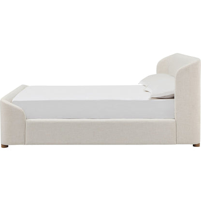 Kiki Upholstered Platform Bed in Whipped Honey Linen